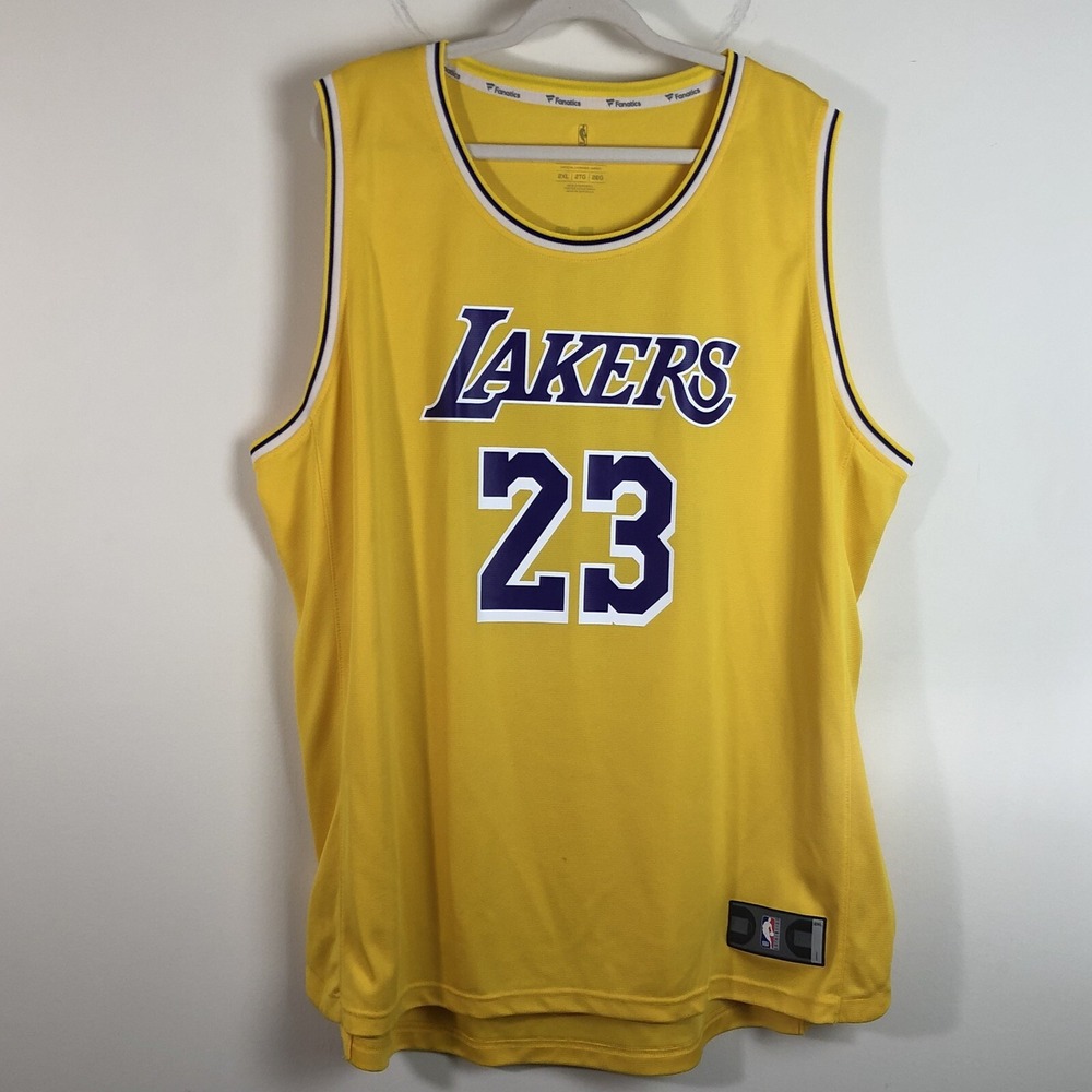 LeBron James #23 Los Angeles Lakers NBA Fanatics Jersey Mens 2XL Gold Purple